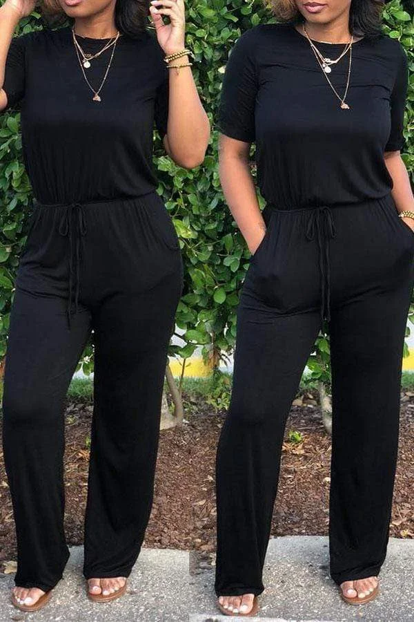 Euramerican Lace-up One-piece Jumpsuits