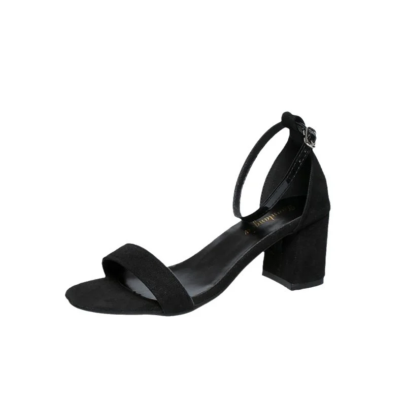 Churchf Churchf New 2024 Casual Black Thick Heel High Heel Sandals