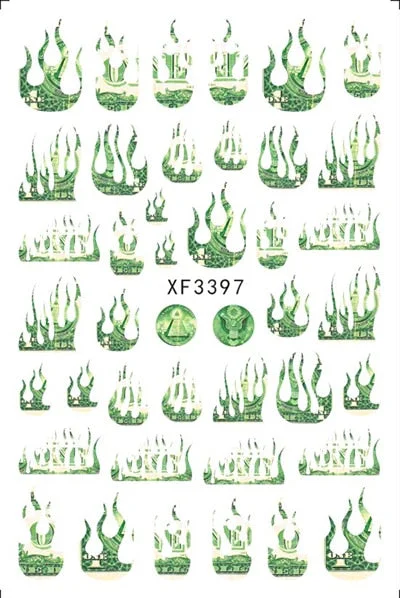 3D Flag Sport Nail Stickers for Manicure Fire Clover Decoration Decals Back Glue Designer Gymnastics Nail Art Sticker