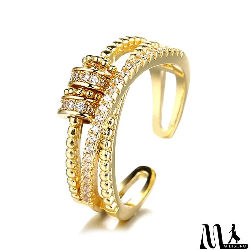 MidiSono - Female Double Line Circle Opening  Multi-layer Rotating Ring