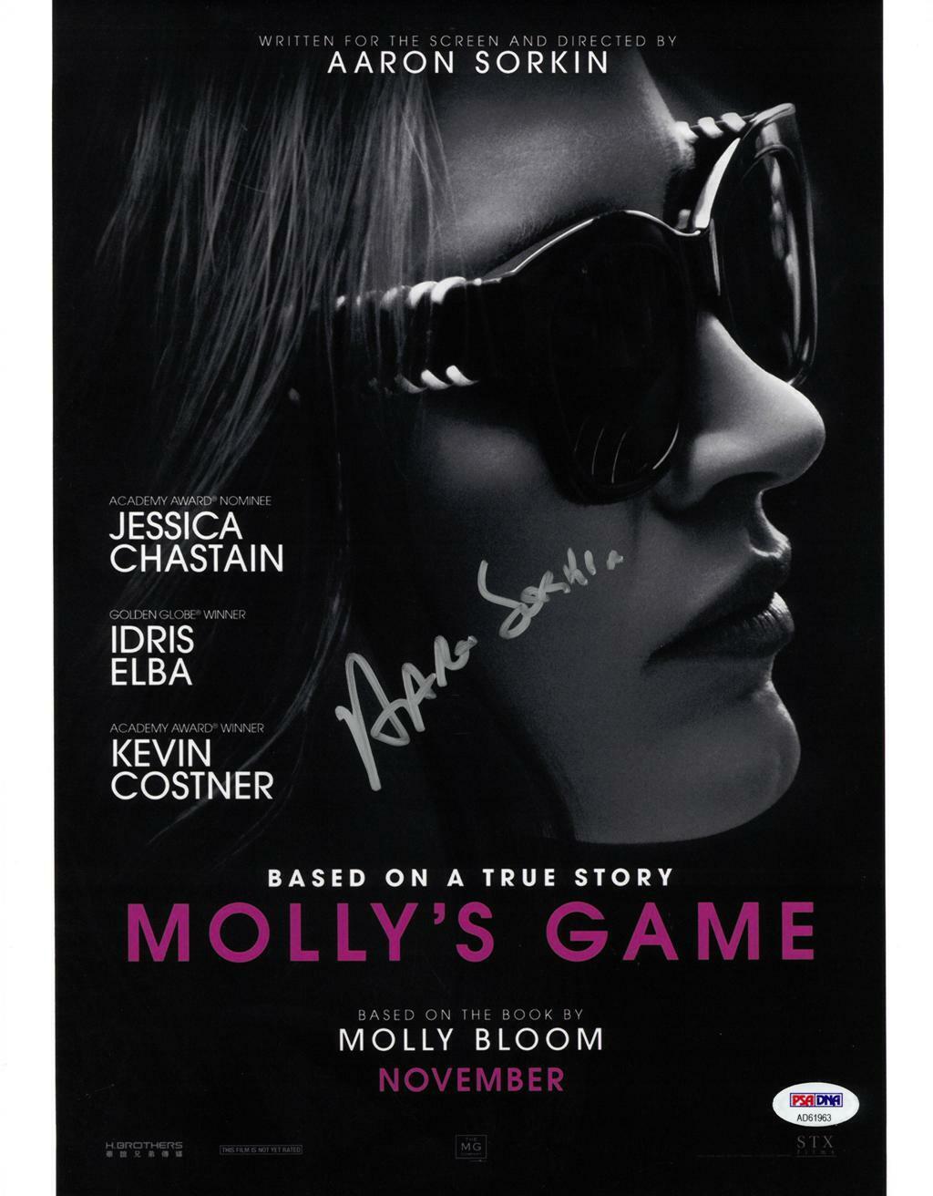 Aaron Sorkin Signed Molly's Game Autographed 11x14 Photo Poster painting PSA/DNA #AD61963