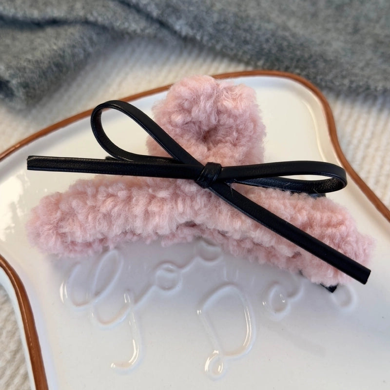 Cute Romantic Sweet Women’s Bow Knot Plush Hair Claws