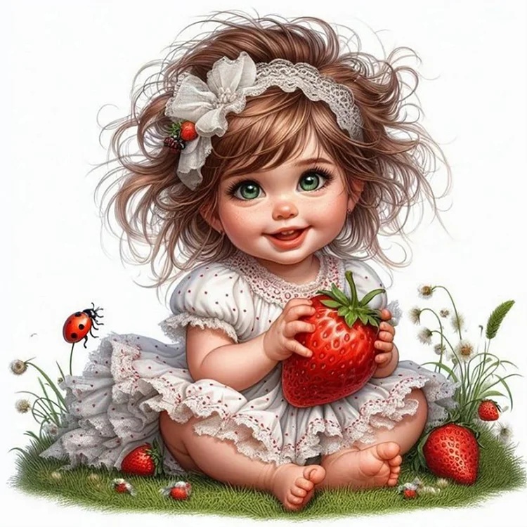 Strawberry Child 30*30CM (Canvas) Full Round Drill Diamond Painting gbfke