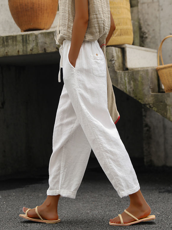 Cotton Blends Loosen Pants
