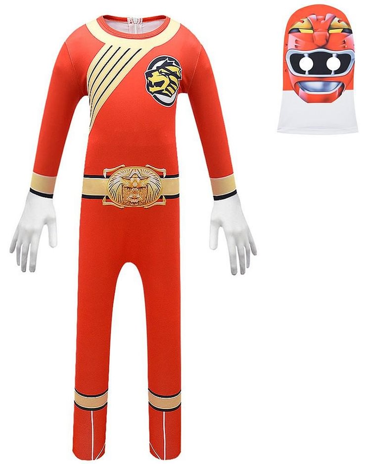 Mayoulove Boys Girls Red Wild Force Ranger Cole Cosplay Kids Halloween Costume-Mayoulove