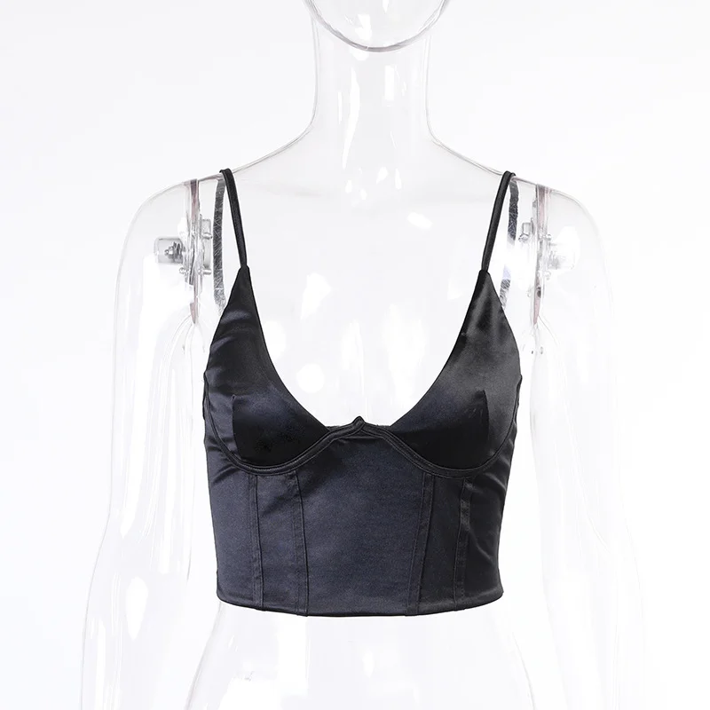 Uveng Uveng Sling V-Neck Simple Sexy Show Back Solid Color Versatile Vest Women's Slim Top