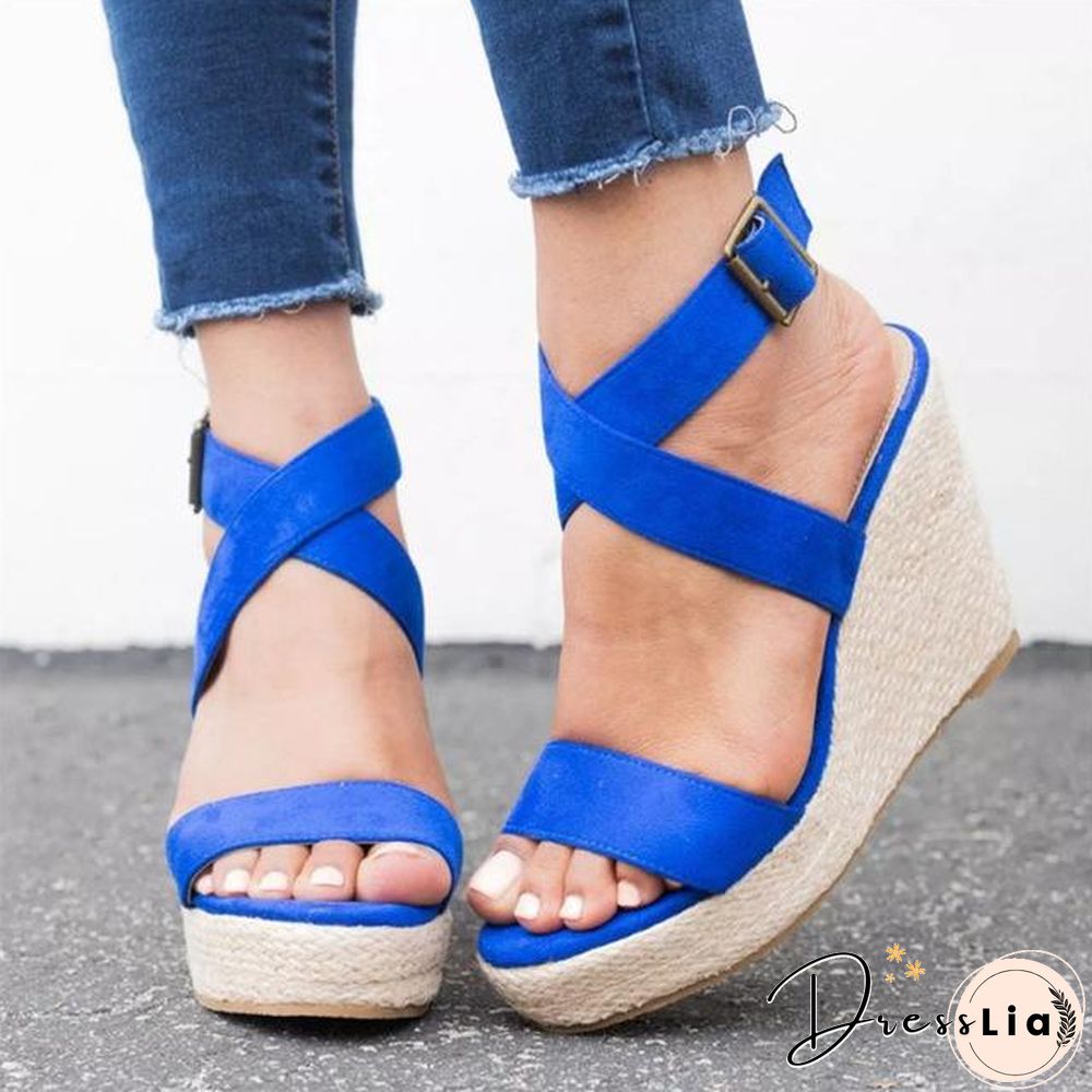 Woman Wedge Sandals  Summer Pumps Cross-tied High Heels Platform Shoes