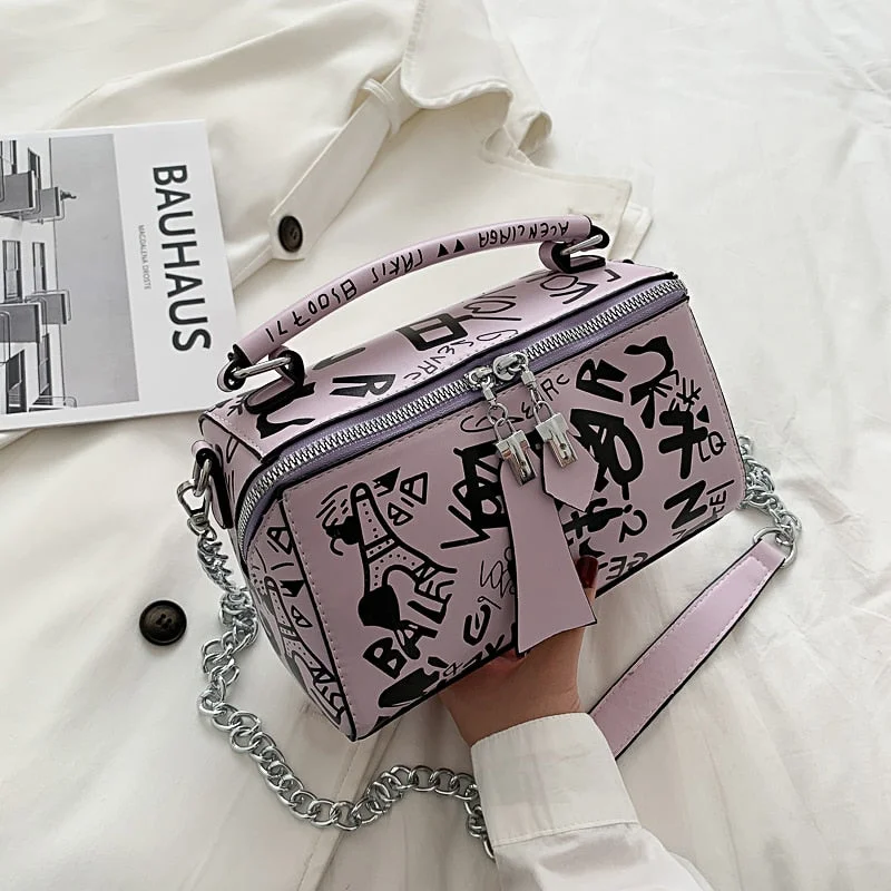 2021 Luxury Design Women Leather Handbags and Purse Fashion Crossbody Bags for Women Graffiti Handbags Shoulder Bags Women Bag