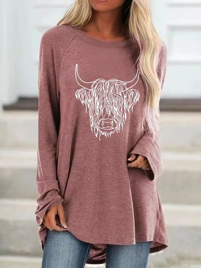 Women's Highland Cow Printed T-shirt socialshop