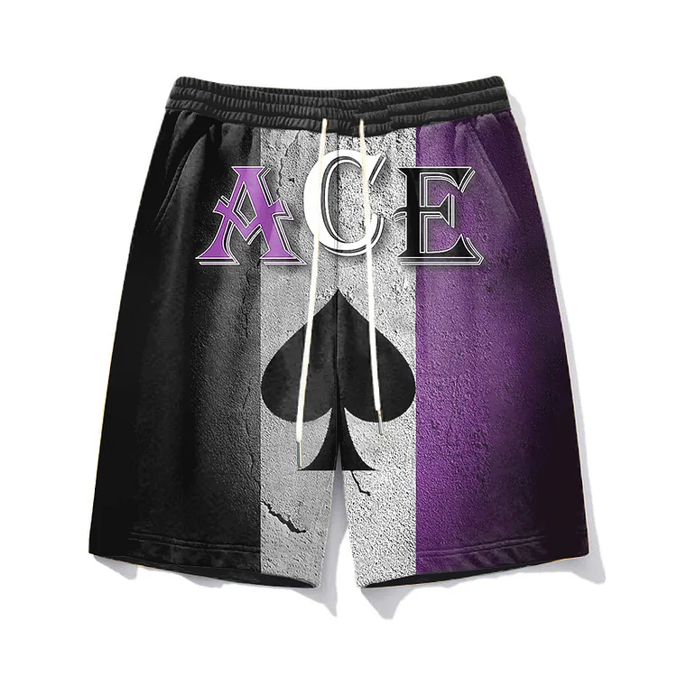 Men's Plus Size Poker Colorblock ACE Shorts