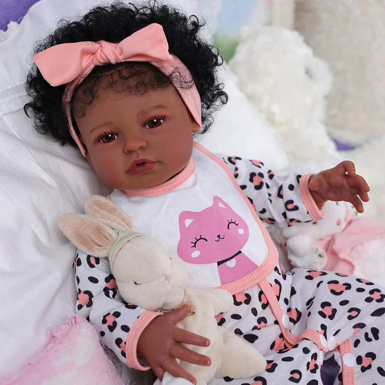 Babeside Laney 20'' Realistic Reborn Baby Doll African American Lovely Girl Happy Cat