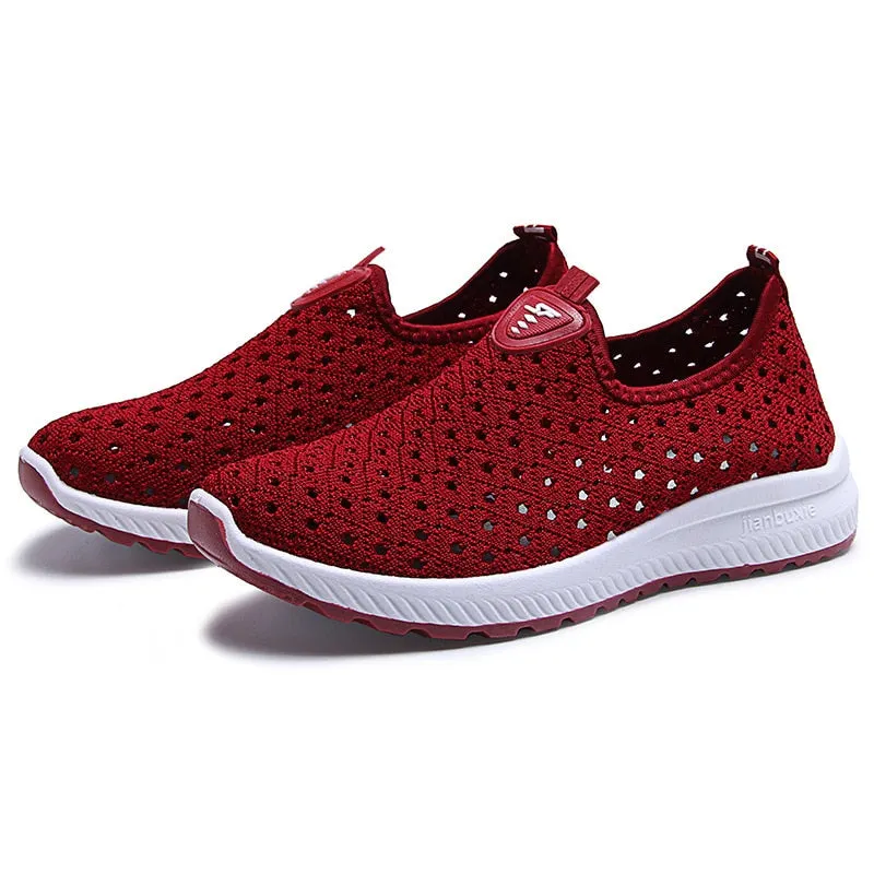 Summer Women Shoes 2021 Breathable Platform Sneakers Ladies Slip on Casual Flats Socofy Loafers Fashion Mesh Women Trainers