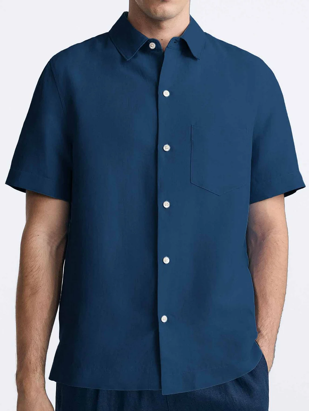 Men's Casual Fashion Comfortable Lapel Short Sleeve Pocket Shirt