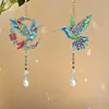 Hummingbird 5D Diamond Painting Suncatcher with Crystal Pendant, Double-Sided Hanging Wind Chime Kit for Adults | Garden Nature Patio Decor