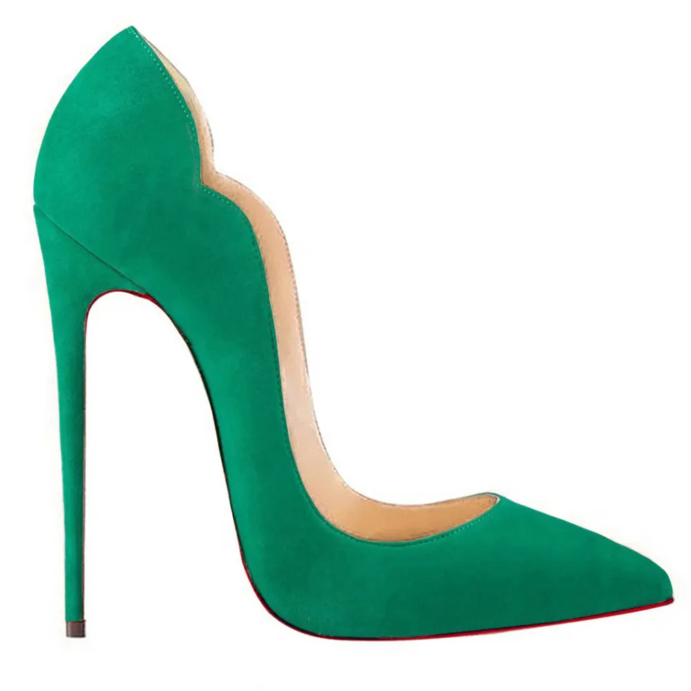 120mm Women's High Heels for Party Wedding Green Suede Pumps-vocosishoes