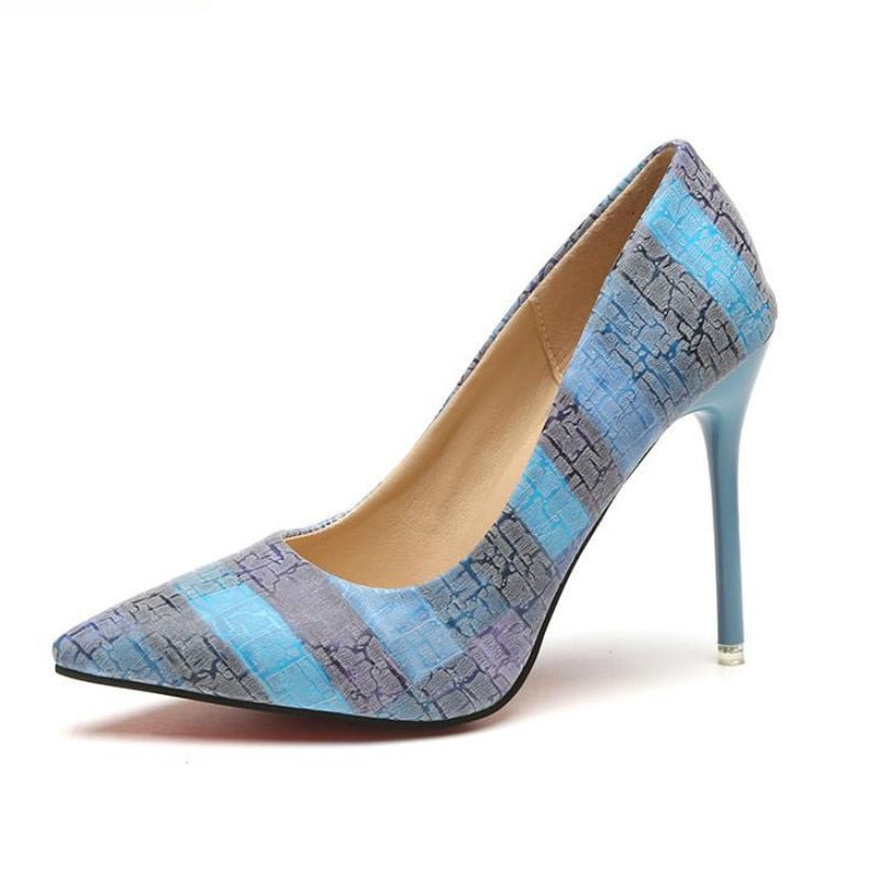 Plus Size 34-42 2020 Spell Color Women Pump High Heels Single Shoes Female Summer Patent Leather Wedding Party Woman Gladiator
