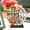 Flower Cross Diamond Painting Unique Wooden Rotating Calendar for Home Office