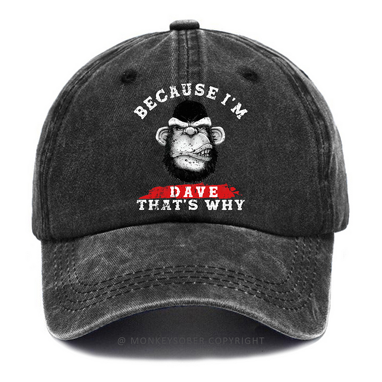Because I'm Dave That's Why Washed Baseball Caps