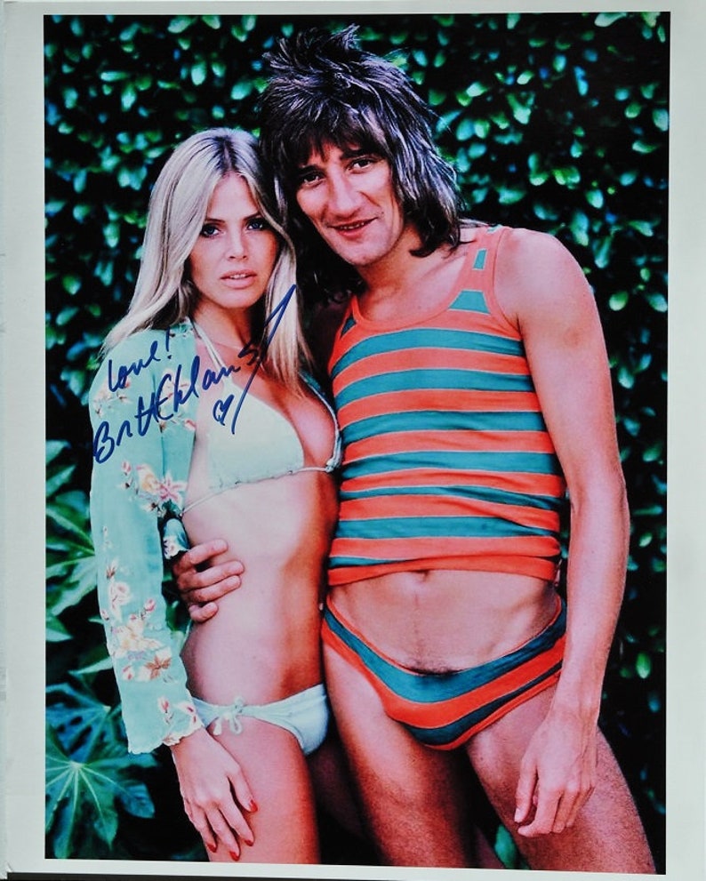 BRITT EKLAND SIGNED Photo Poster painting Rod Stewart wcoa