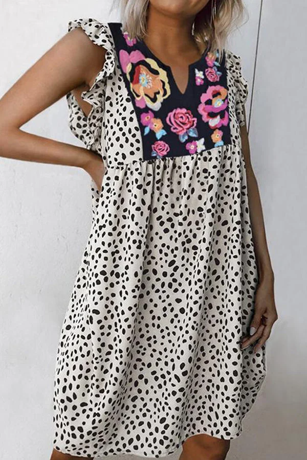 Ruffle Sleeve Floral Printed Dress