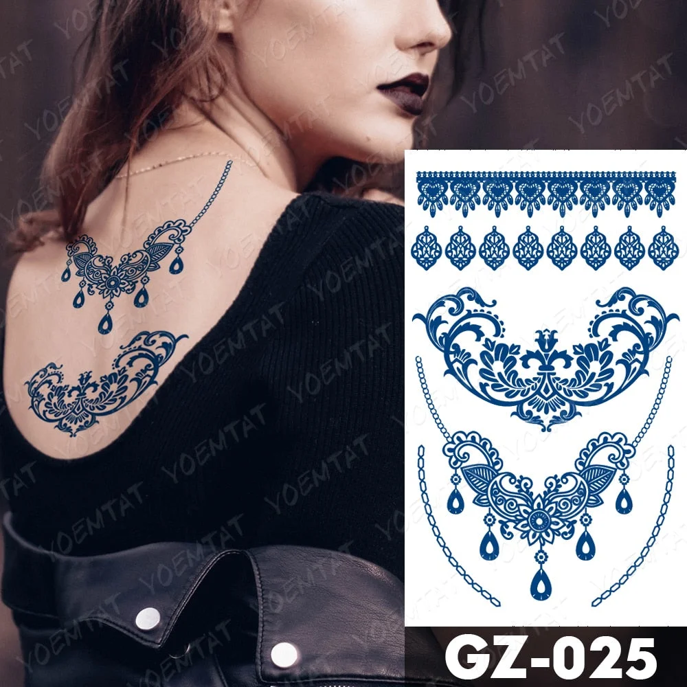 Juice Lasting Waterproof Temporary Tattoo Stickers Lotus Totem Flower Mandala Flash Tattoos Ink Fatima Hand Body Art Fake Tatto