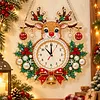 Acrylic Special Shape Xmas Deer Diamond Pearl Painting Clock Handicraft Hanging Kit