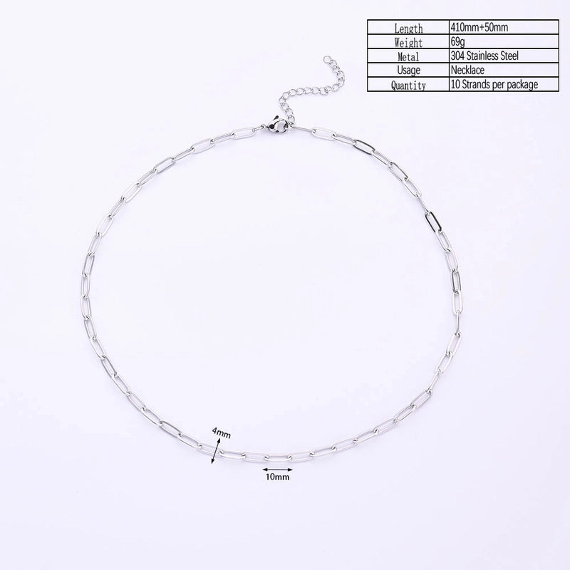 10 Strands/Package 41cm Long 304 Stainless Steel Gold Plated Solid Color Chain