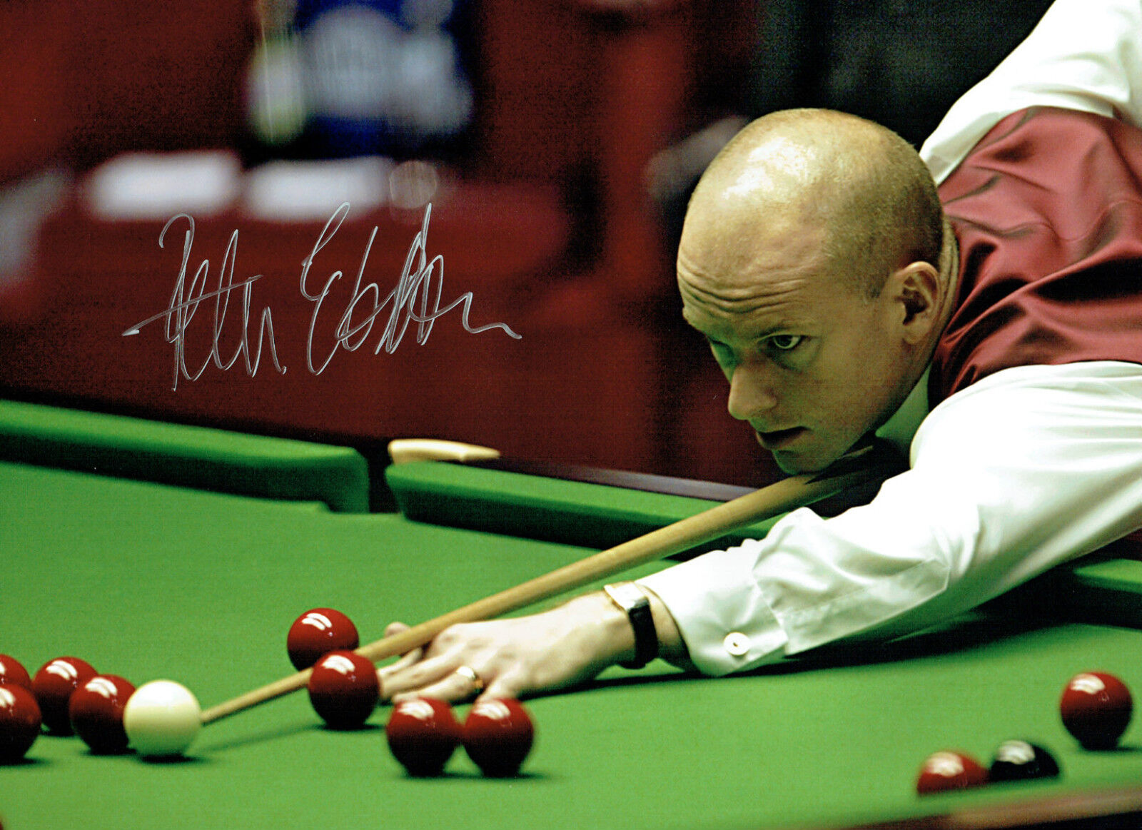 Peter EBDON Signed Autograph Large 16x12 SNOOKER Classic Photo Poster painting AFTAL COA