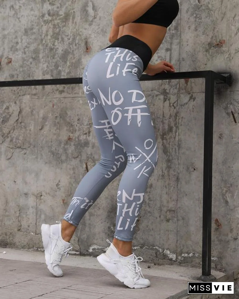 Print Letter Fitness Legging Yoga Pants