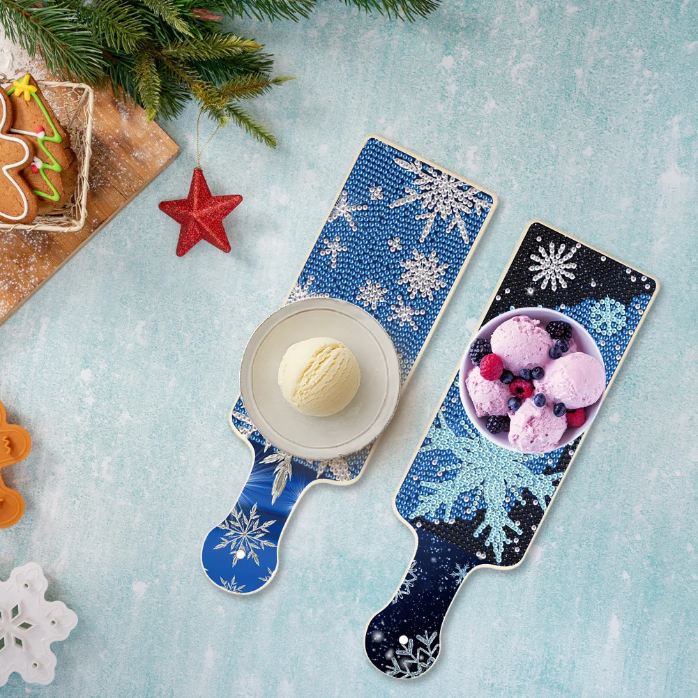 4Pcs Winter Snowflake Diamond Painting Serving Tray for Countertop Decor