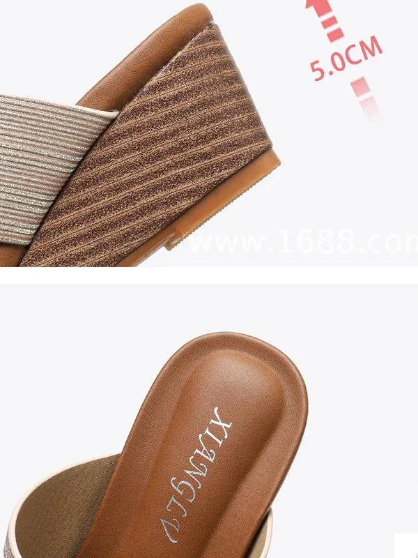 Fashion outer wear platform high heel slippers