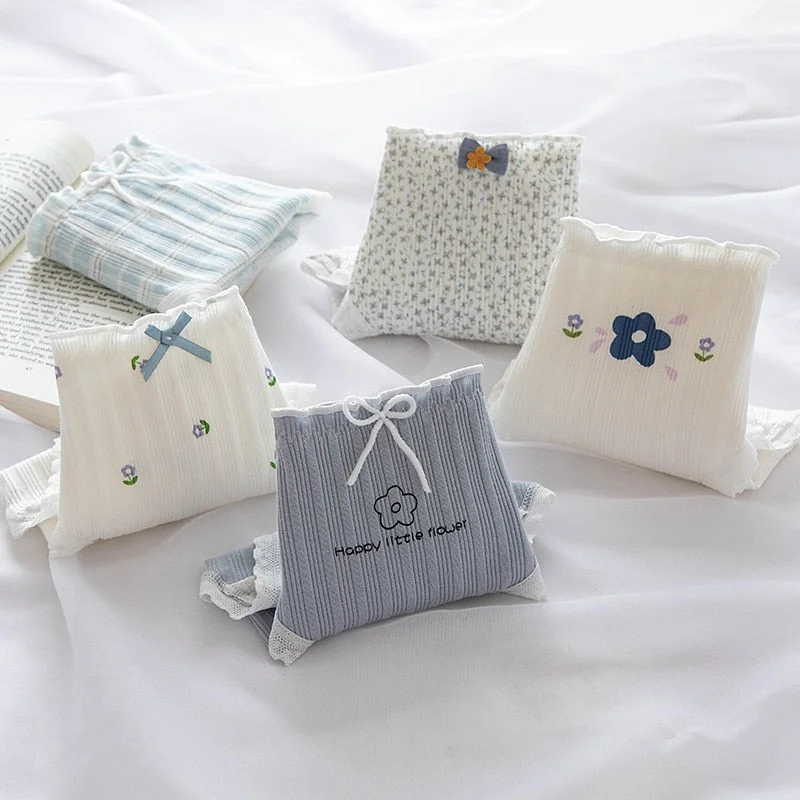 New Women's Underwear Sexy Lace Panties Girls Comfort Cotton Briefs Middle Waist Seamless Thread Underpants Female Lingerie