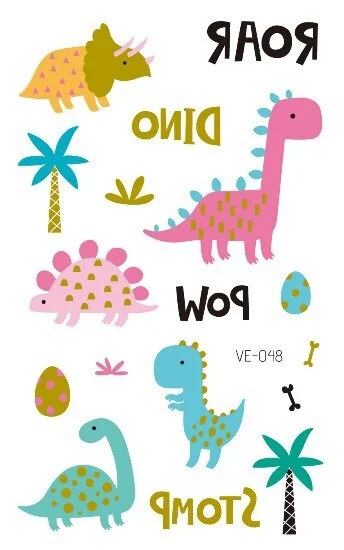 24 kinds Cartoon Dinosaur Bronzing Tattoo Sticker Child Temporary Stickers Body Tatoo for Kids Cute Waterproof Temporary Tattoos