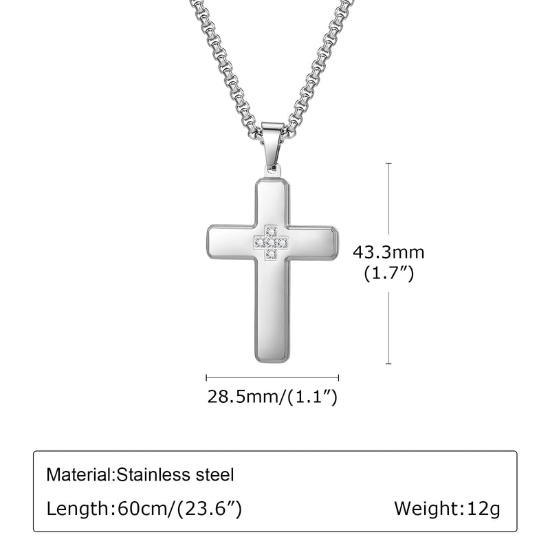 Minimalist Cross 304 Stainless Steel Zircon Men's