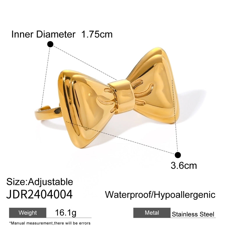 IG Style Bow Knot 316 Stainless Steel  18K Gold Plated Rings