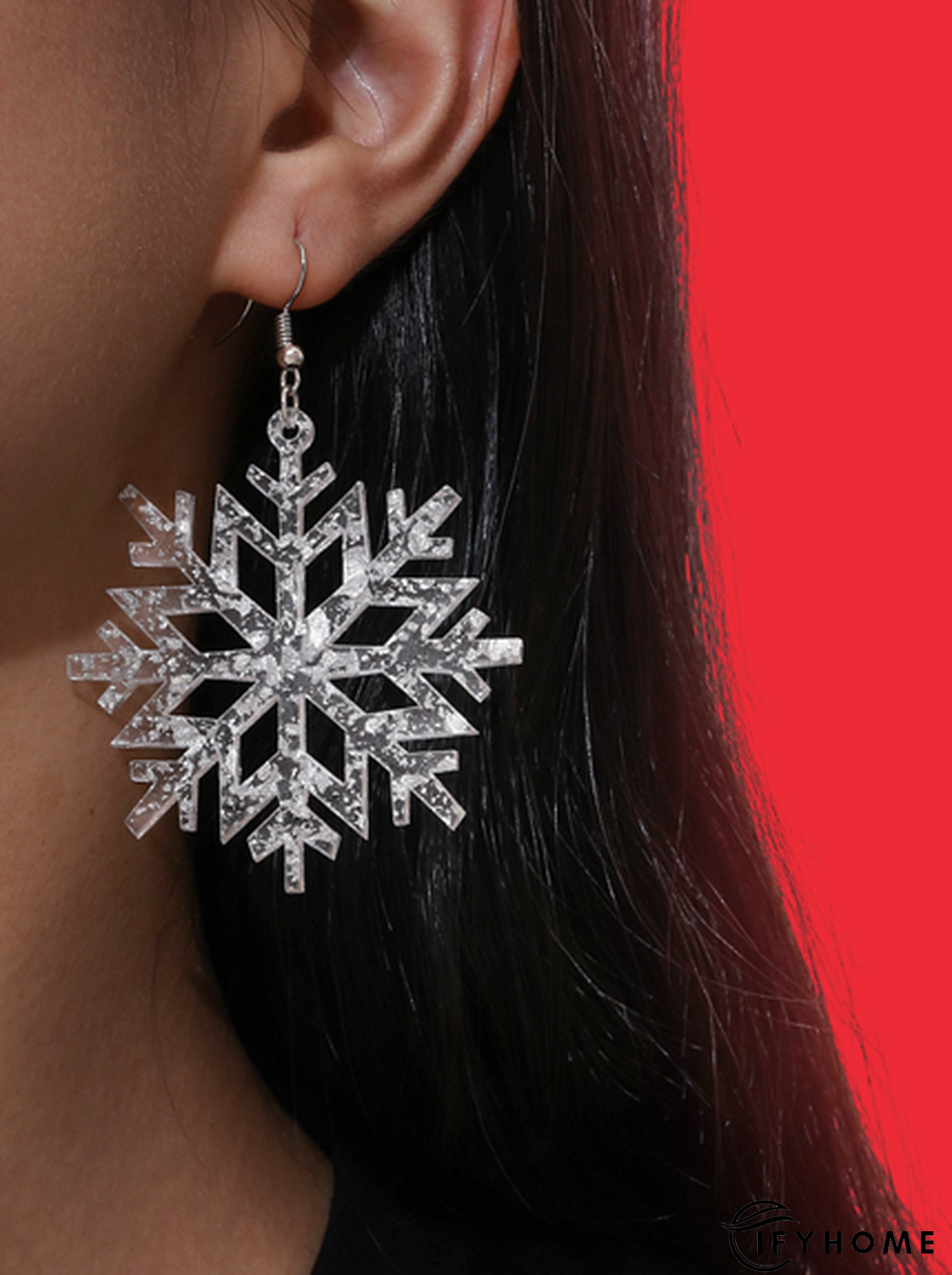 Christmas Clear Snowflake Acrylic Earrings Snowflake Pattern Earrings | IFYHOME
