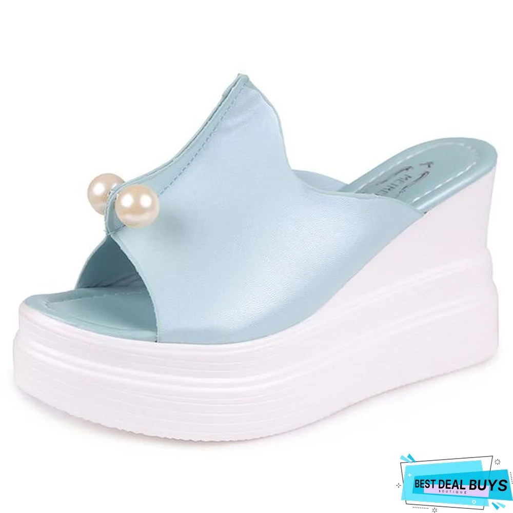 Women Summer Sandals Slippers Beach Shoes String Beads Platform Sandals