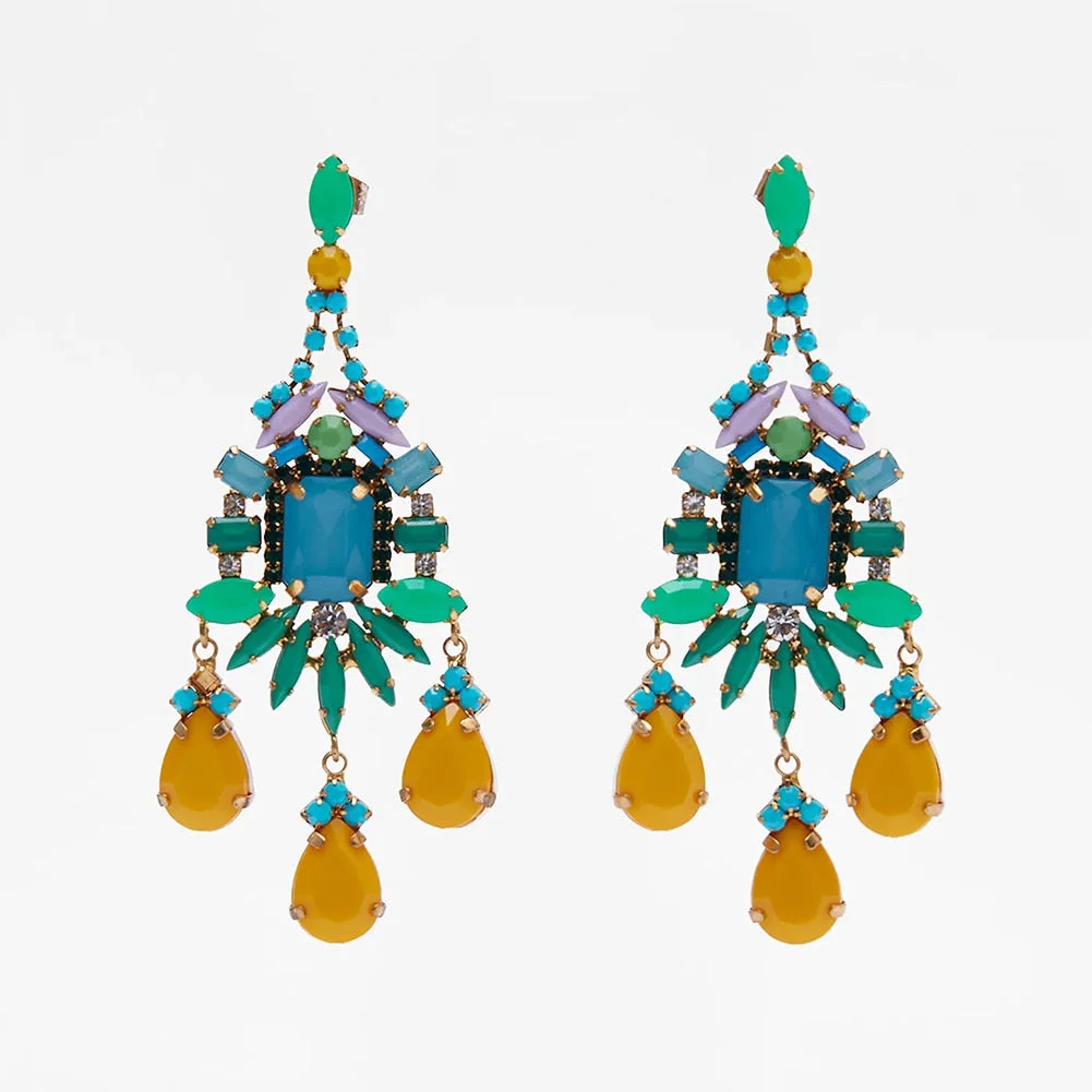 Dvacaman 2020 New Vintage Beaded Feldspar Drop Earrings for Women Boho Handmade Flower Rose Beads Tassel Earrings Dangle Jewelry