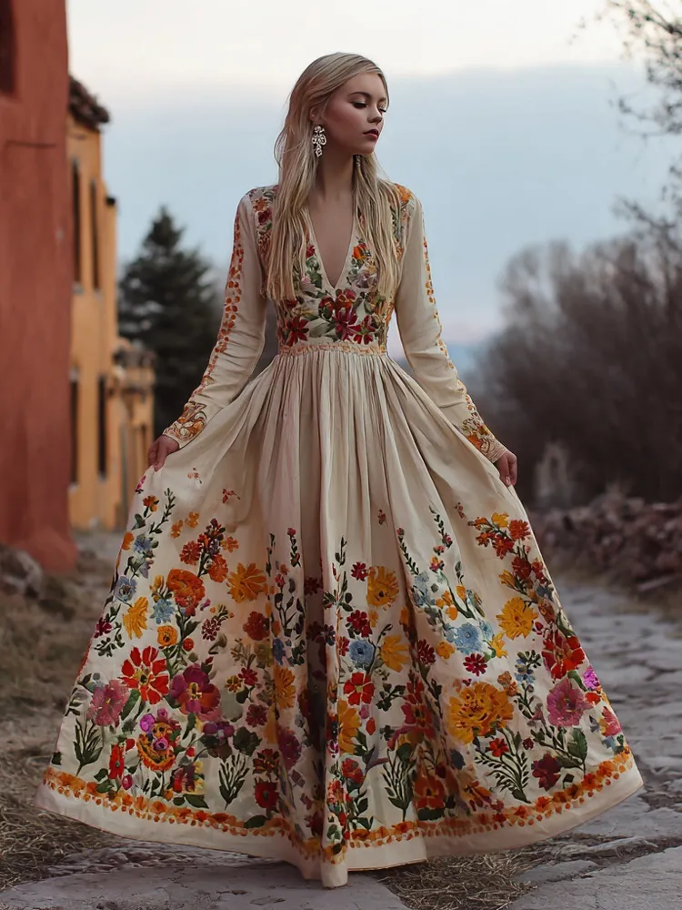 Floral maxi dress, casual wedding guest