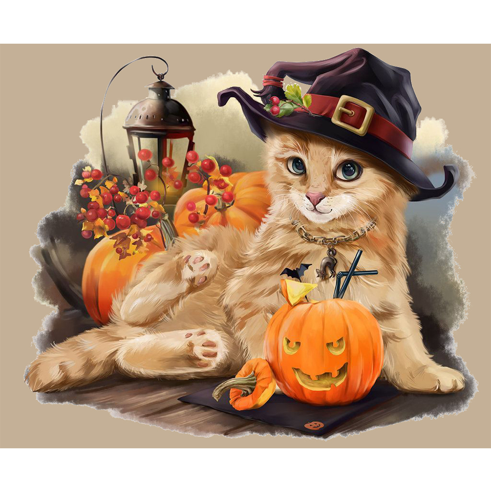 

Halloween Cat - 14CT Counted Cross Stitch - 40*50CM, 501 Original