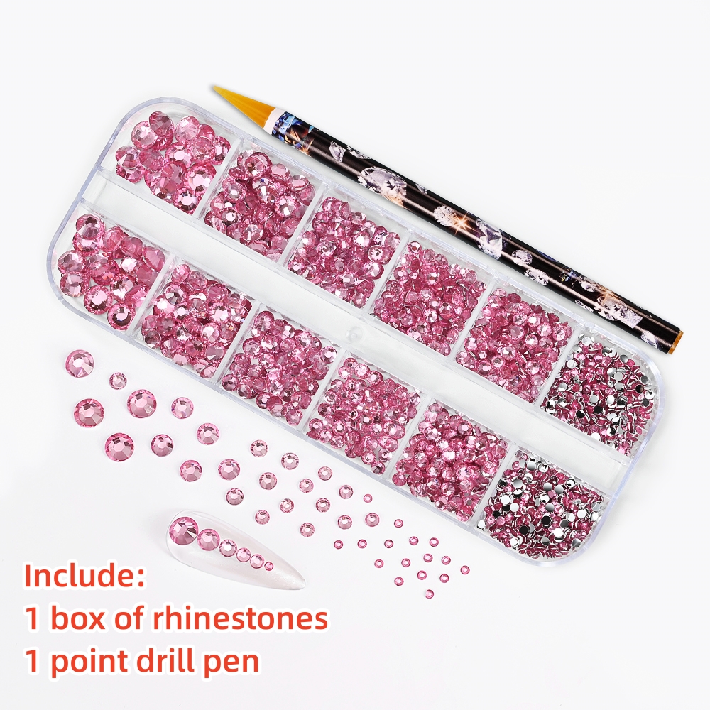 Multi-Size Nail Rhinestones Kit 3D Crystal AB DIY Nail Art Decors Diamond Gems Glitter Manicure Point Drill Pen Tweezers Tools #