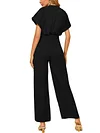 Women's Short Sleeve V Neck Elegant Jumpsuit