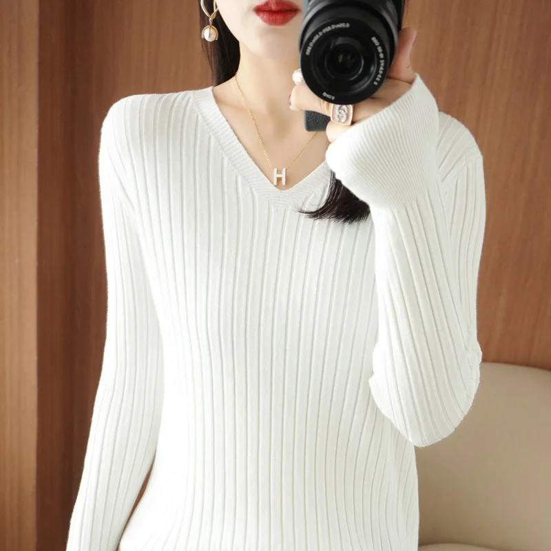Ueong Ueong Sweater Female 2023 Spring And Autumn Knit Bottom Shirt Fashion Slim Long Sleeve Skin-Friendly Soft Bottom Top