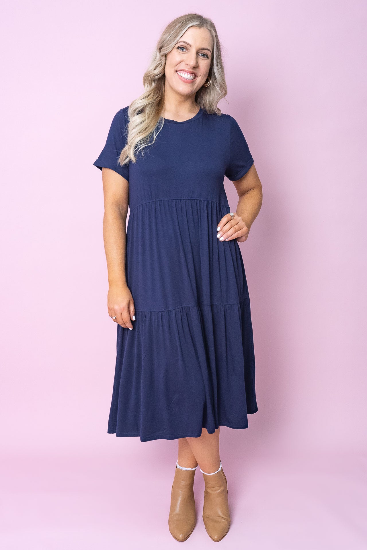 Pauline Midi Dress in Navy