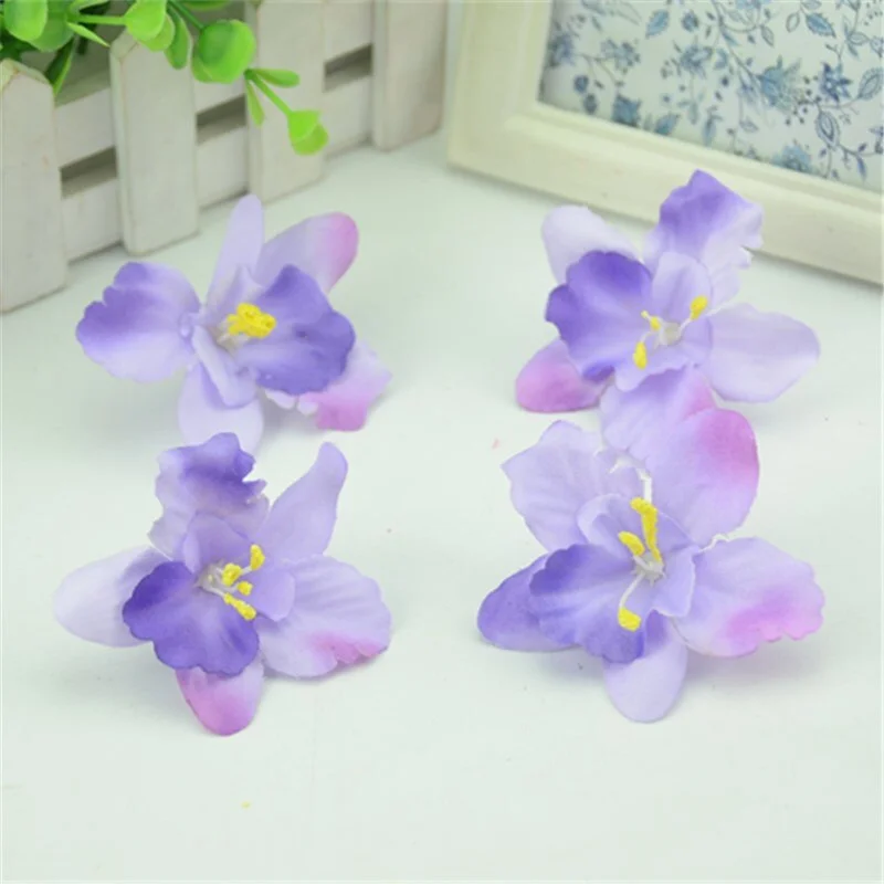 10pcs/lot 7CM Silk Artificial Orchid Flowers Heads For Home Wedding Decoration Fake Flowers DIY Christmas Gift Box Craft