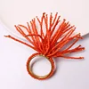 Coral Red Beads Flower Catering Napkin Ring