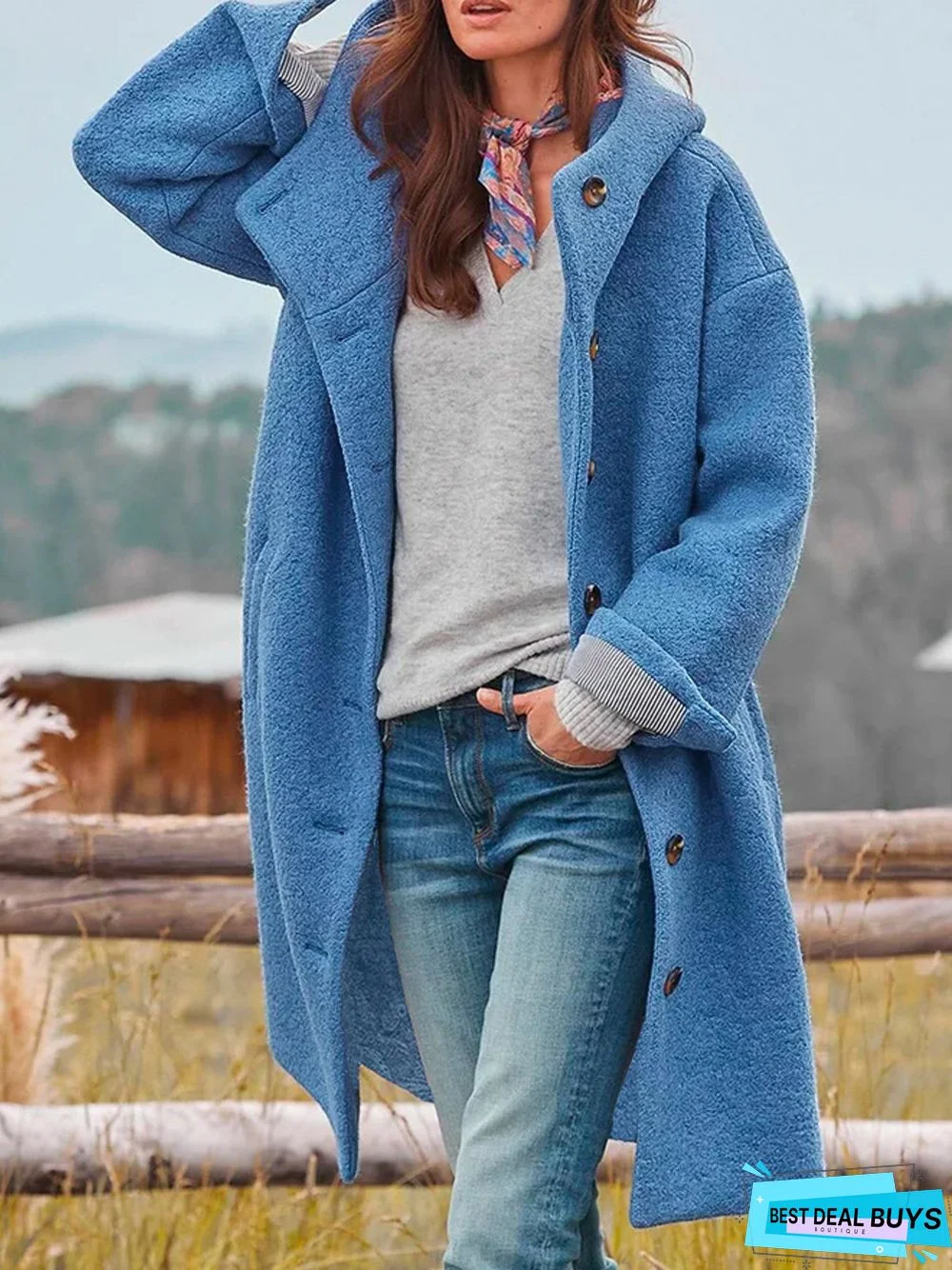 Woolen Hoodie Casual Overcoat