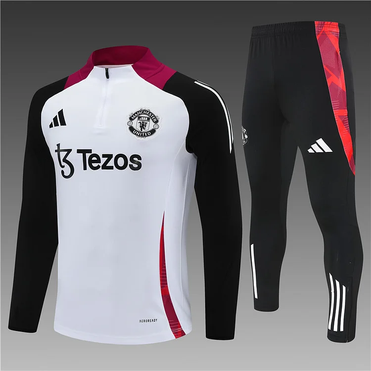 2024-25 Manchester United White Half-zip Training Jersey