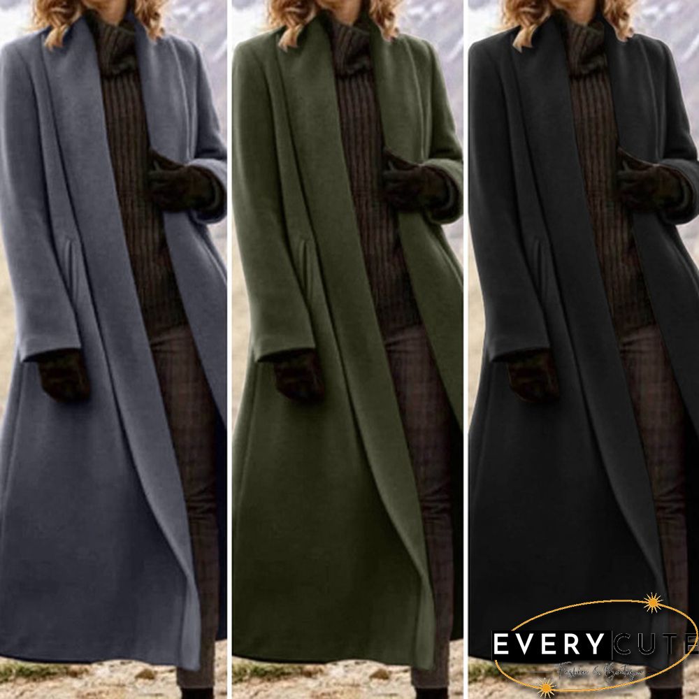 Women's Fashion Winter Warm Long Sleeve Trench Coats Cardigan Long Jackets Blazers Overcoats Outerwear Veste Femme S-5XL