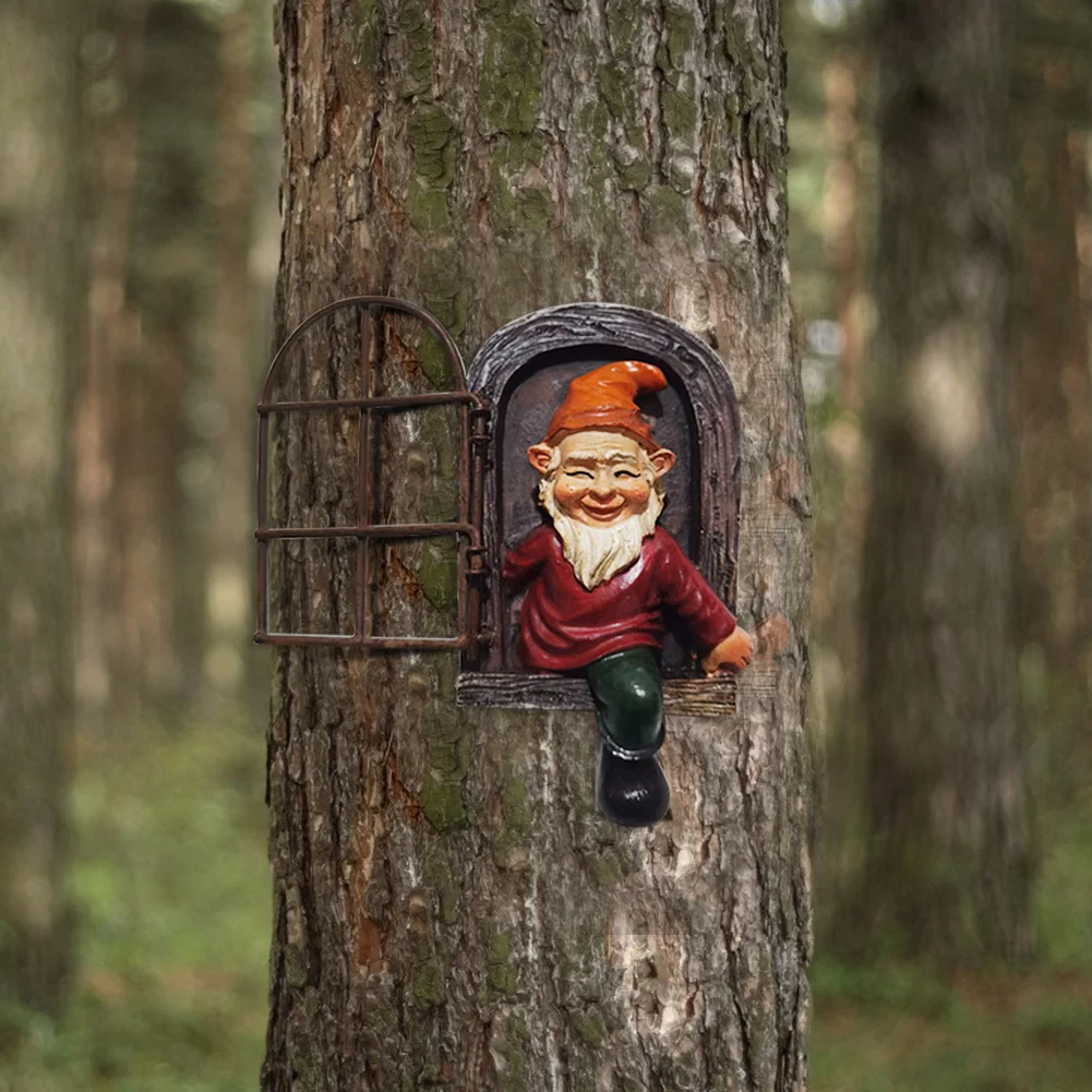 Garden Dwarf Out The Door Statue Outdoor Resin Gnome Landscape Sculpture